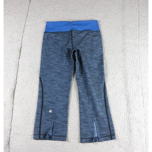 Lululemon Athletica Womens 4 Blue Gather & Crow Crop Limitless Slop Stripe Yoga - Picture 2 of 8